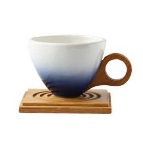 Gradient Color Ceramic Coffee Cup Gift Suit Creative Bamboo Handle Office Cup Ceramic