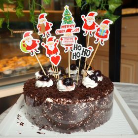 9 Piece Set Of Cartoon Santa Claus Cake Card Decoration