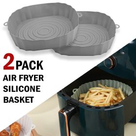 2 PCS Air Fryer Silicone Liners Reusable Air Fryer Silicone Pot Baking Tray Mat