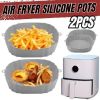 2 PCS Air Fryer Silicone Liners Reusable Air Fryer Silicone Pot Baking Tray Mat