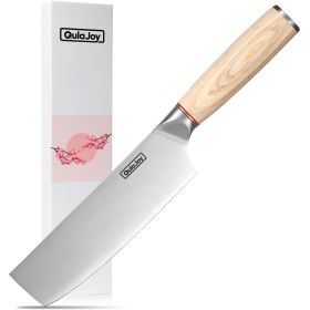 Qulajoy Vegetable Cleaver - Japanese Cleaver Chopping Knife High Carbon Stainless Steel Knives With Wooden Handle