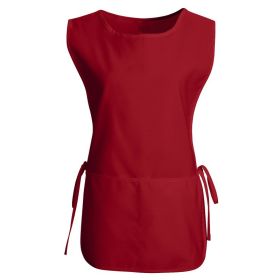 Women's Round Neck Pocket Strap Protective Vest Solid Color Household Vest Apron