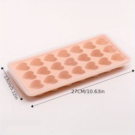 1pc Silicone Heart-shaped Ice Tray Ice Cube Mold Homemade Ice Cube Box Refrigerator Ice Maker (Color: Pink)