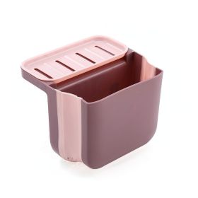 1pc Multifunctional Folding Trash Can; Kitchen Sink Telescopic Drain Basket; Suction Cup Foldable Hanging Shelf; Kitchen Sink Dry And Wet Separation T (Color: Pink)