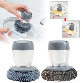 Kitchen Soap Dispensing Palm Brush Cleaner Push-type Brush Kitchen Detergent Tools (Style: A)