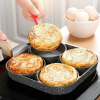 1pc Fry Pan For Egg, Non Stick Ham Pancake Maker, Egg Burger Pan With Wooden Handle, 4 Holes, For Induction Cooker Gas Stove